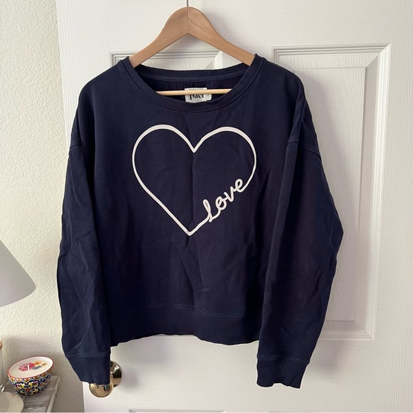 Pact Dark Blue Sweatshirt Heart Love Organic Cotton Size Large - Picture 1 of 8